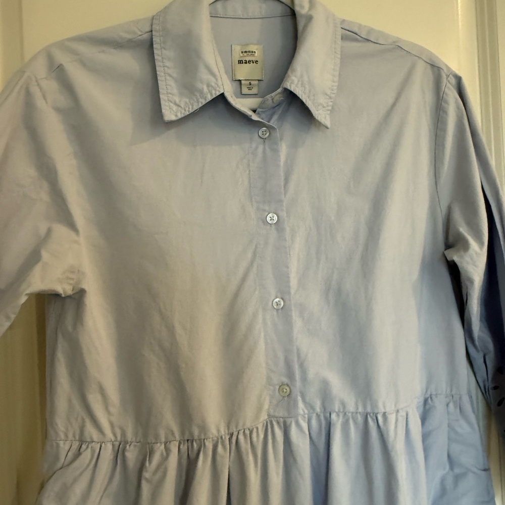 Maeve Bettina Tiered Shirt Dress-Light Blue Eyelet - Picture 10 of 15